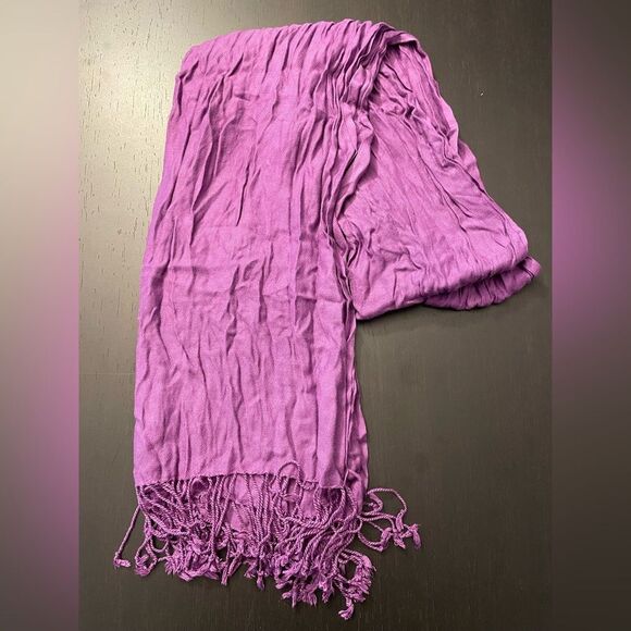 Orchid Fuchsia Fringe Scarf Pashmina - Picture 1 of 4
